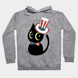 Funny black cat is ready for independence day Hoodie